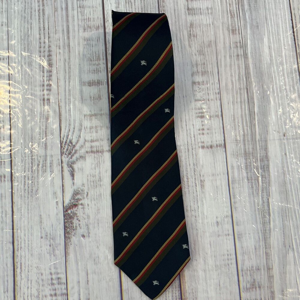 BURBERRY LONDON MENS 100% SILK STRIPE TIE MADE IN ENGLAND. 3-1\4” x 54” Exc Cond